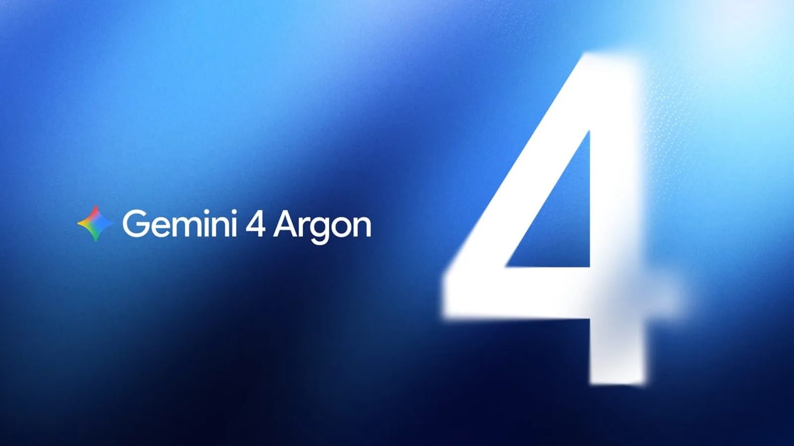 Arte oficial do Gemini 4 Argon, com o logotipo do Gemini e um grande número 4 sobre fundo azul