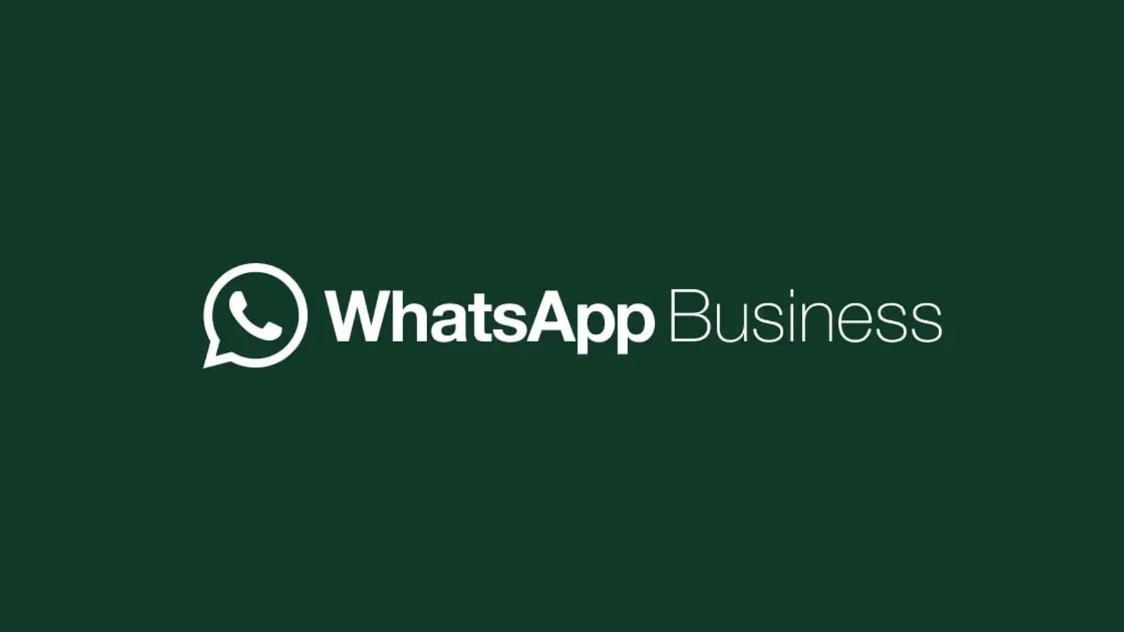 Logotipo do WhatsApp Business em branco sobre fundo verde-escuro