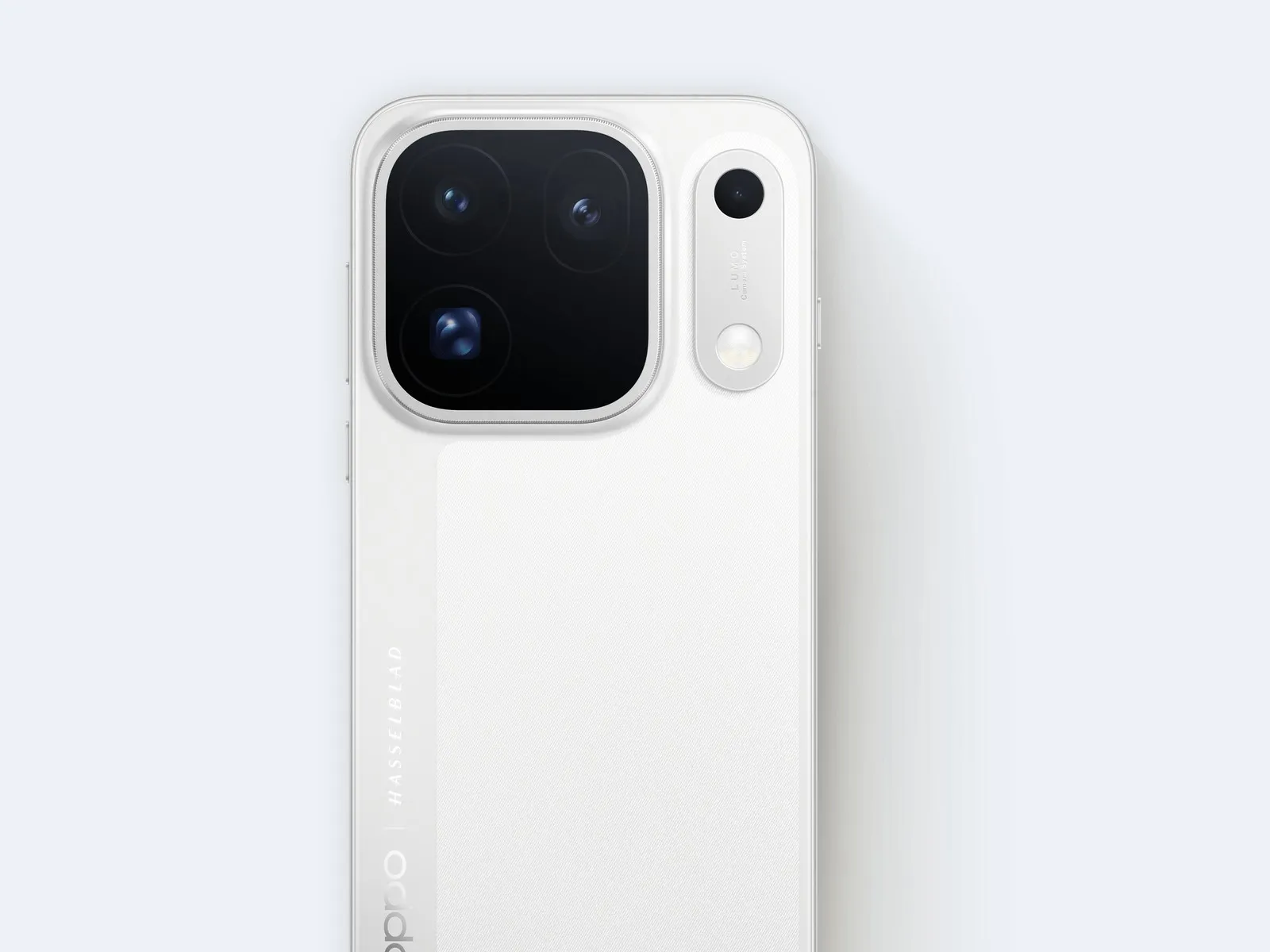 Traseira do OPPO Find X10 Pro Max branco, com o módulo das três câmeras de 200 MP